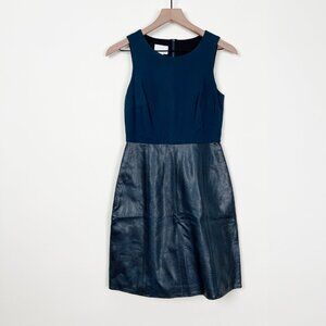 Stunning Cocktail Sheath Dress Mini Midi Faux Leather Wedding Guest Quiet Luxury